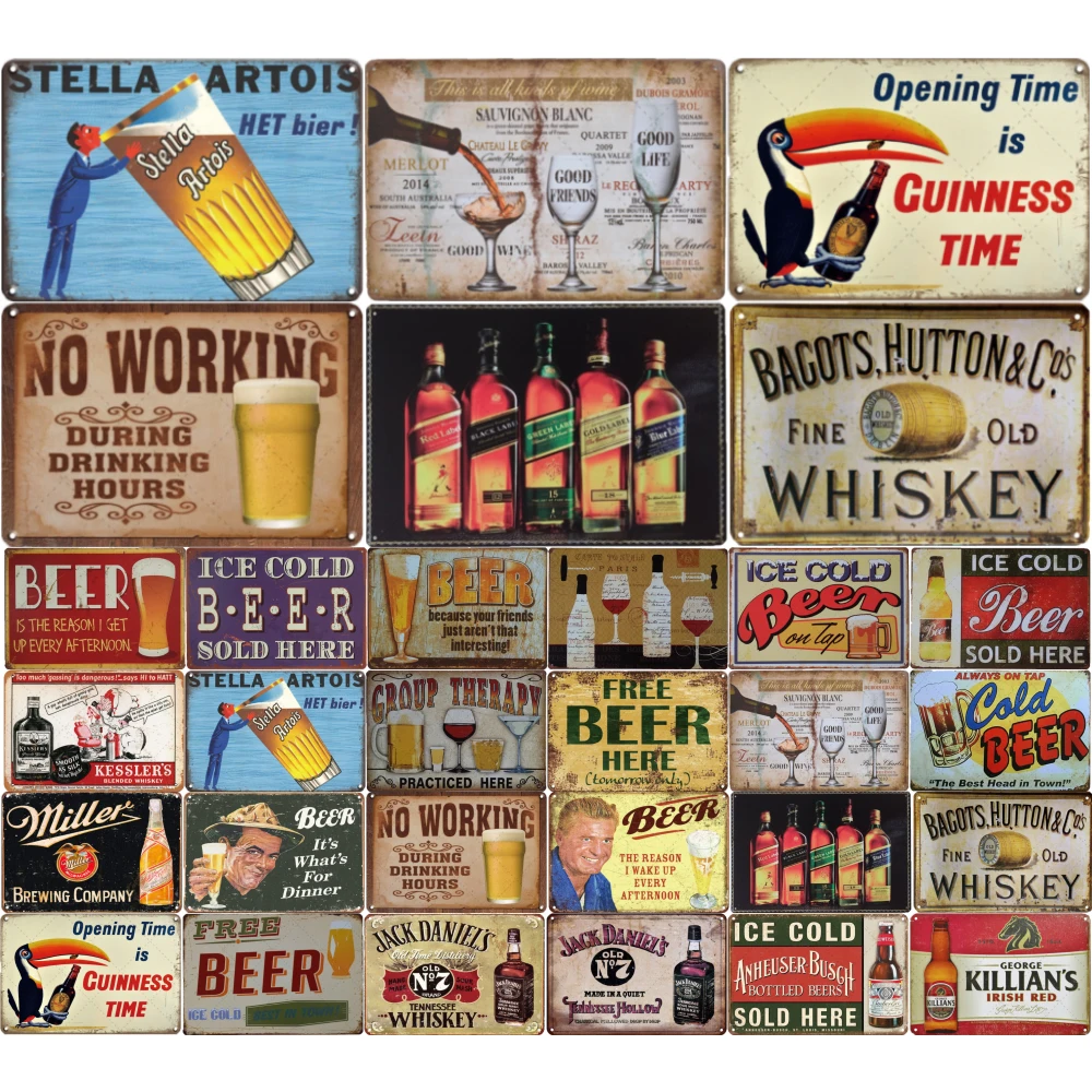 Metal Tin Whiskey Beer Tin Sign Vintage Bar Pub Wall Decor Home Decoration Metal Sign Poster Iron Painting Plaques Art Posters
Metal Tin Whiskey Beer Tin Sign Vintage Bar Pub Wall Decor Home Decoration Metal Sign Poster Iron Painting Plaques Art Posters
