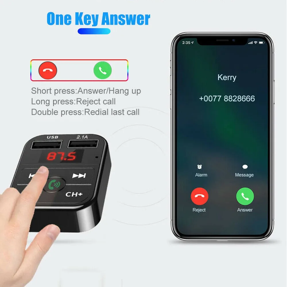 Car FM Transmitter Adapter Wireless Bluetooth-compatible Handsfree Audio Receiver Auto Music Player Dual USB Chargers
Car FM Transmitter Adapter Wireless Bluetooth-compatible Handsfree Audio Receiver Auto Music Player Dual USB Chargers