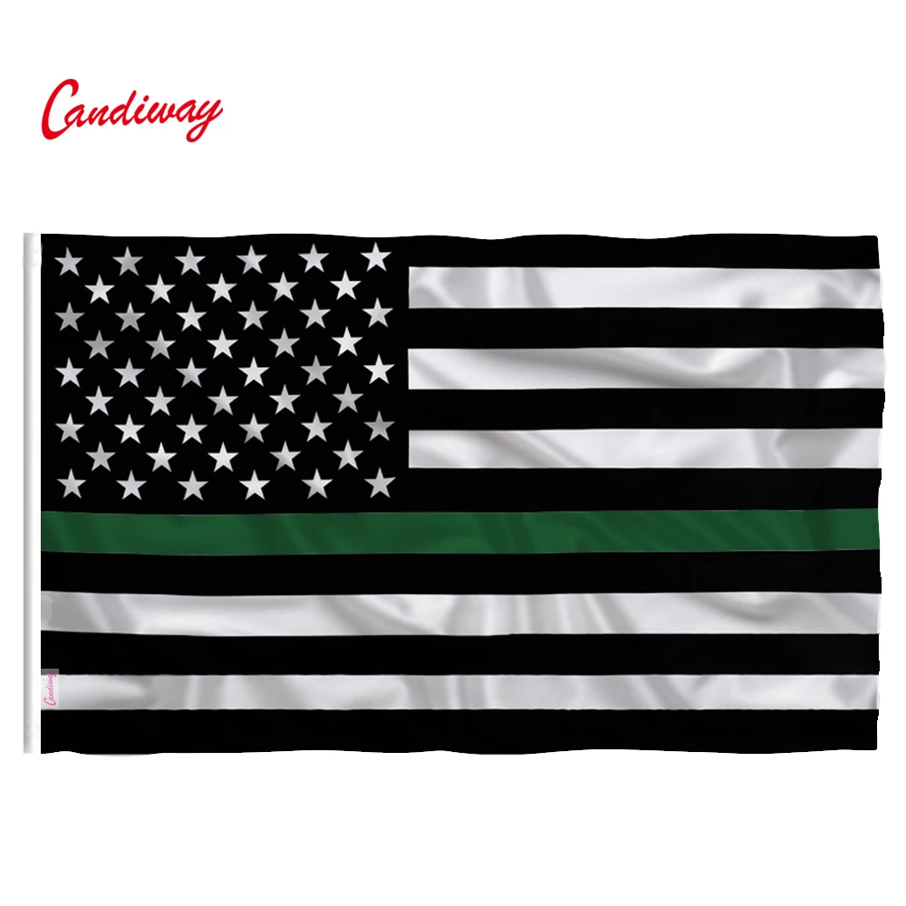 

American Flag Polyester US Flag Green Line usa Police Flags 90*150cmUSA Banner Pennants Flag of United States Grommets NN137