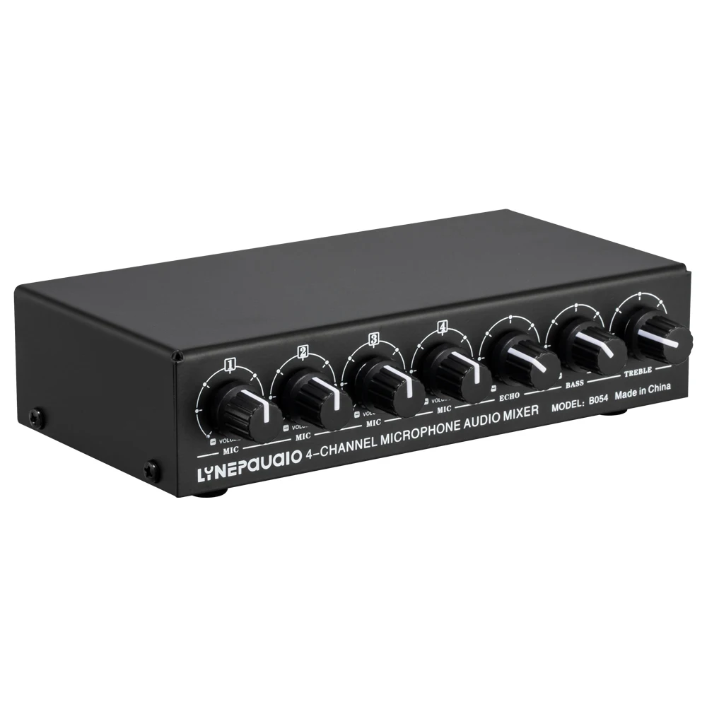 4-Channel Microphone Mixer Support Stereo Output Mini Audio Mixer with Reverb Treble and Bass Adjustment For Microphone Karaoke
4-Channel Microphone Mixer Support Stereo Output Mini Audio Mixer with Reverb Treble and Bass Adjustment For Microphone Karaoke