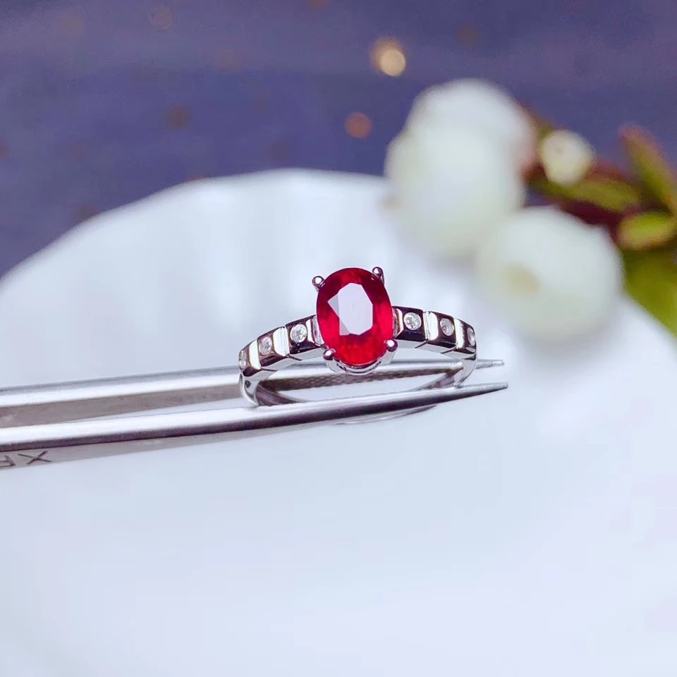 

fashion Ruby gemstone wome silver ring fine jewelry certified natural gem red color 925 sterling silver birthday Christmas gift