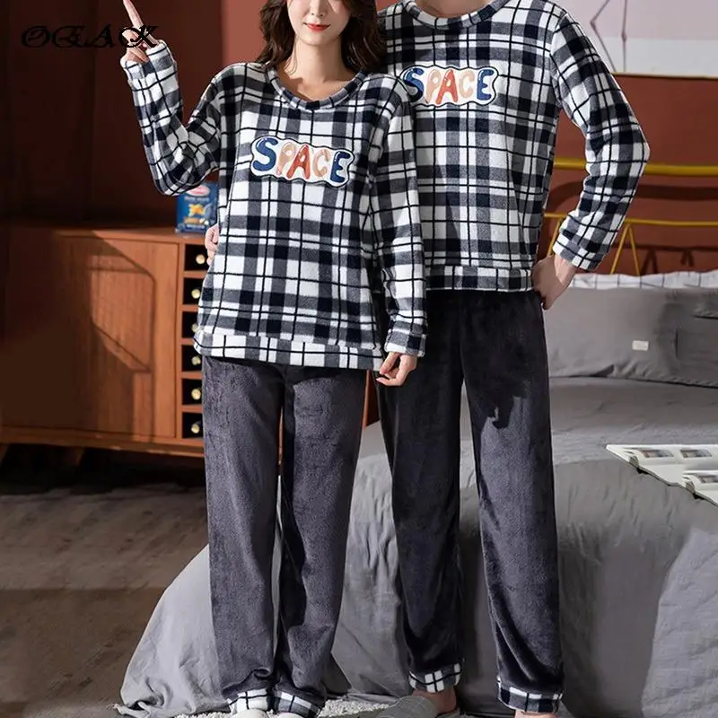 OEAK Autum Couple Pajamas For Men And Women 2 Pcs Pijamas Set Lounge Bedroom Home Clothes Flannel Print Pyjamas Couple Set
OEAK Autum Couple Pajamas For Men And Women 2 Pcs Pijamas Set Lounge Bedroom Home Clothes Flannel Print Pyjamas Couple Set