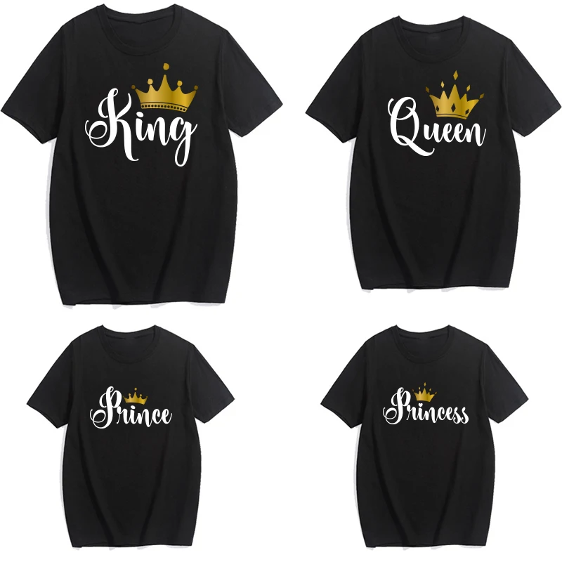 Забавные King Queen Prince и Princess для всей семьи одежда на каждый день папы мамы сына