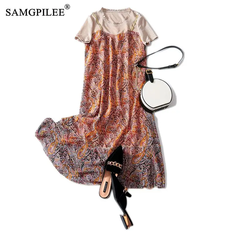 Summer Dress Women Vestido De Mujer Casual Women Summer Clothes A-line Print Long Dresses Mid-calf O-neck Plus Size Women Dress
Summer Dress Women Vestido De Mujer Casual Women Summer Clothes A-line Print Long Dresses Mid-calf O-neck Plus Size Women Dress