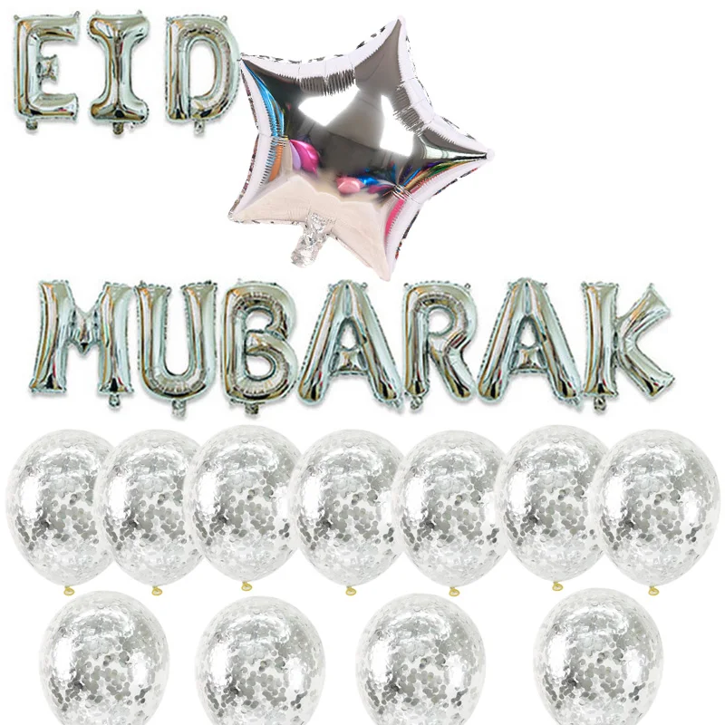 22Pcs/Set 16 Inch EID MUBARAK Foil Confetti Balloons Rose Gold Silver Gold letter Muslim Eid Party Decorations Supplies
22Pcs/Set 16 Inch EID MUBARAK Foil Confetti Balloons Rose Gold Silver Gold letter Muslim Eid Party Decorations Supplies