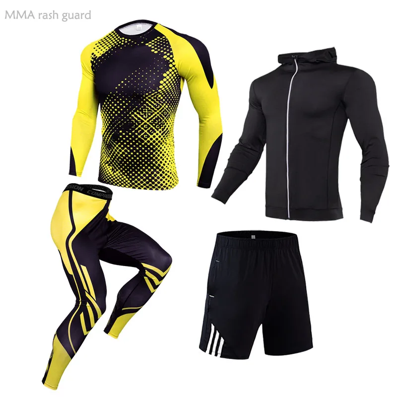 Running Clothes Men Gym T-shirt Leggings Sports Set Outdoor Men Sportswear Fitness MMA Training Tracksuit 4-pc /set Jogging Men
Running Clothes Men Gym T-shirt Leggings Sports Set Outdoor Men Sportswear Fitness MMA Training Tracksuit 4-pc /set Jogging Men