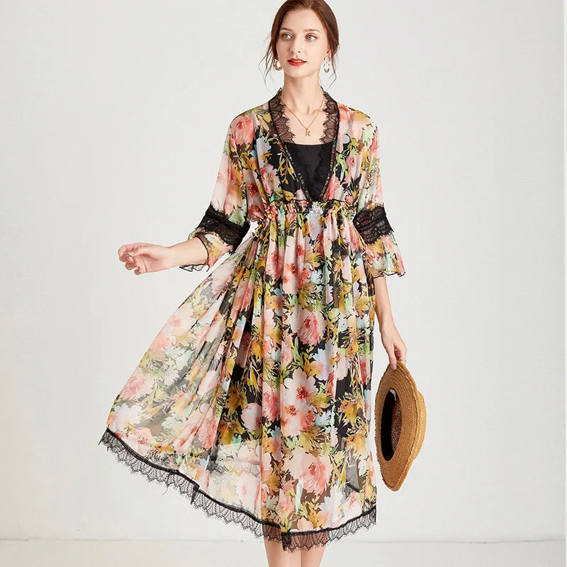 Women Dresses Summer 2021 Elegant Fashion Plus Size Women's Clothing Two-piece Chiffon Lace Stitching Was Thin Party Dress
Women Dresses Summer 2021 Elegant Fashion Plus Size Women's Clothing Two-piece Chiffon Lace Stitching Was Thin Party Dress