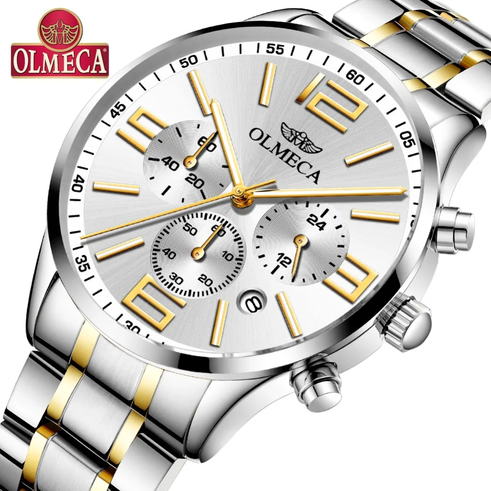 Часы наручные OLMECA мужские с большим циферблатом роскошные модные элегантные в