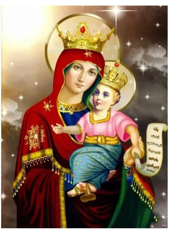 Фото Религиозная алмазная живопись Дева Мария малыш Мозаика вышивка крестиком Стразы