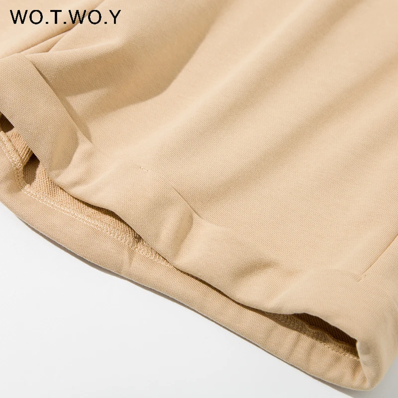 WOTWOY Casual Straight High Waist Shorts Women Elastic Loose Wide Leg Shorts Women Summer Solid Knee-length Shorts Harajuku 2021 
WOTWOY Casual Straight High Waist Shorts Women Elastic Loose Wide Leg Shorts Women Summer Solid Knee-length Shorts Harajuku 2021