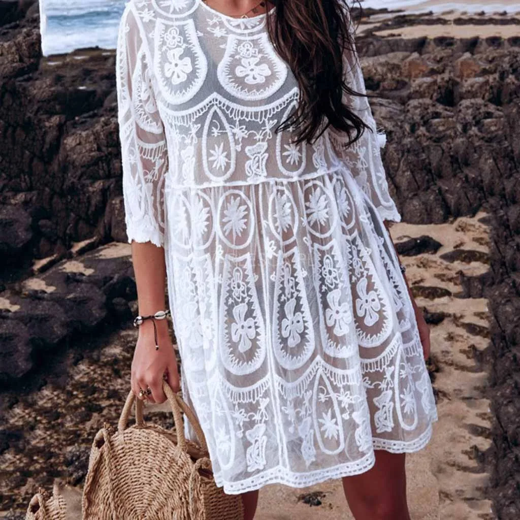 Women's Swimsuit Beach Dress New Swimwear Beach Cover Up Lace Hollow Embroidered Backless Bathing Suit Skirt Casual Bikini Smock
Women's Swimsuit Beach Dress New Swimwear Beach Cover Up Lace Hollow Embroidered Backless Bathing Suit Skirt Casual Bikini Smock