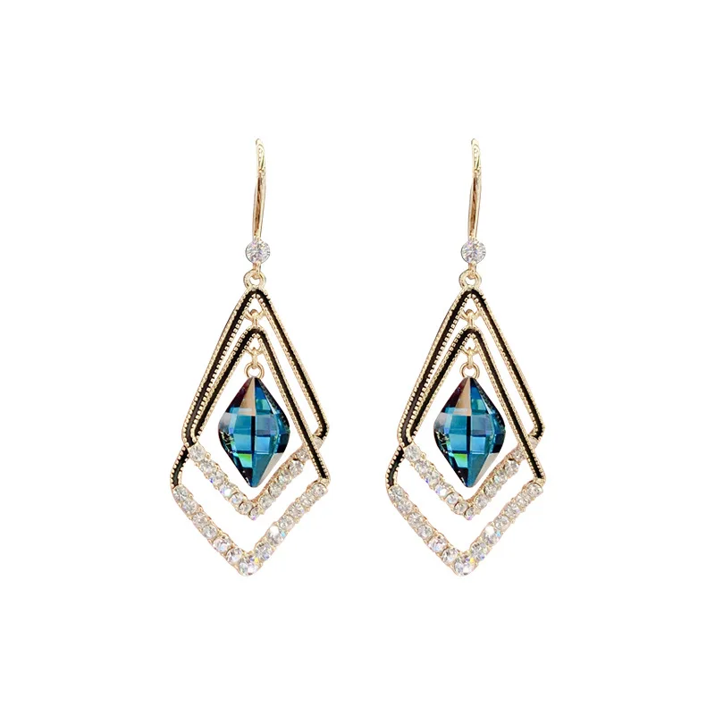 New 925 Sterling Silver Geometric Double Diamond Crystal Pendant Earrings Women Girl Stylish Jewelry Personality Gift
New 925 Sterling Silver Geometric Double Diamond Crystal Pendant Earrings Women Girl Stylish Jewelry Personality Gift