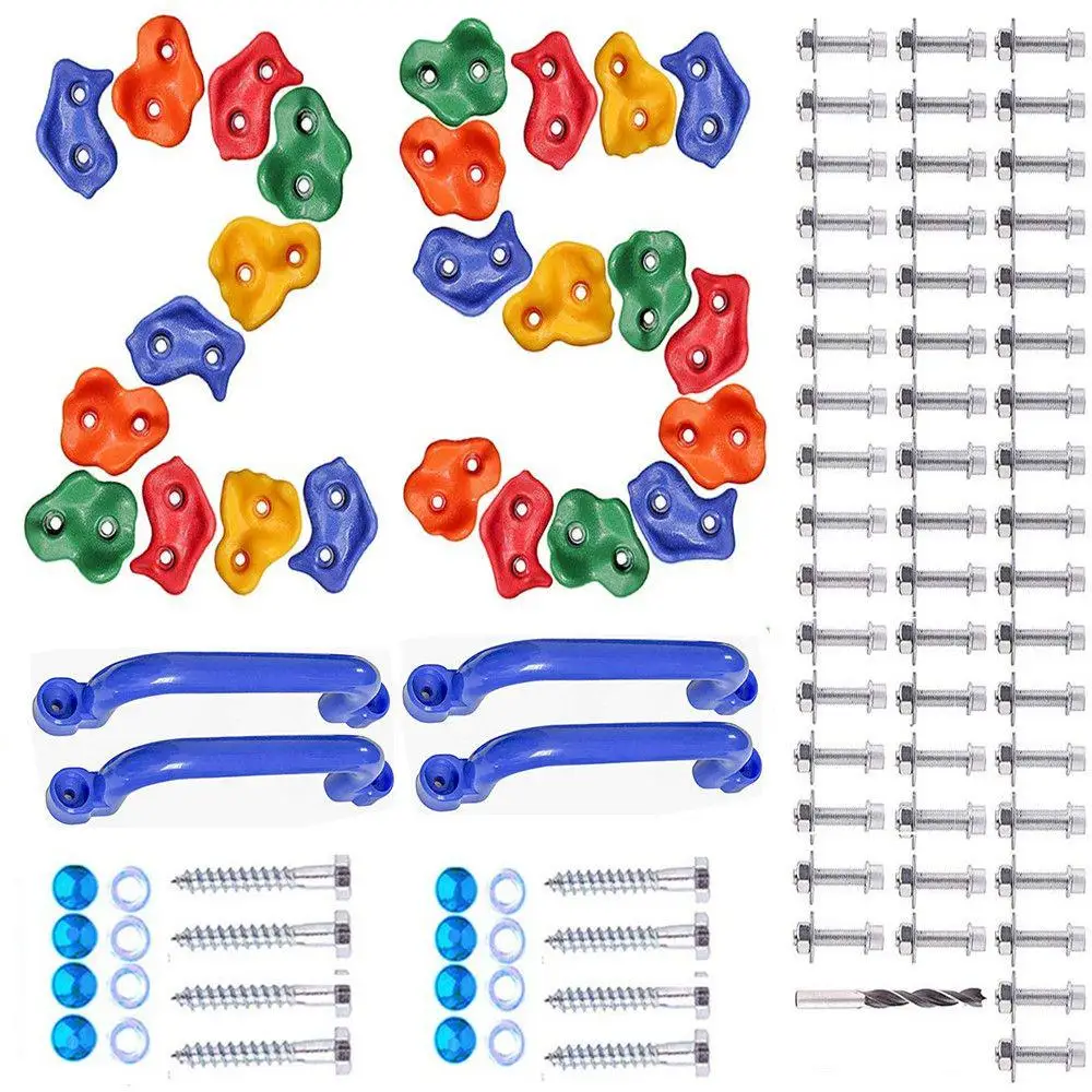 25 Pcs Colourful Rock Climbing Holds with Green Auxiliary Handles, Indoor Outdoor Playground Wooden Play Set Toy Accessory
25 Pcs Colourful Rock Climbing Holds with Green Auxiliary Handles, Indoor Outdoor Playground Wooden Play Set Toy Accessory
