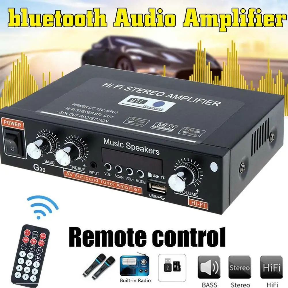 Новинка 220 В 600 Вт HIFI 2CH автомобильный аудио стерео усилитель мощности bluetooth FM