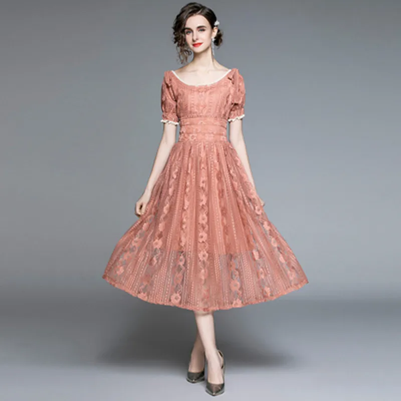 Luxuriy New Women Summer Fashion Vintage Short Sleeve Lace Dress Elegant Designer Blue Simple High Waist Party Dress
Luxuriy New Women Summer Fashion Vintage Short Sleeve Lace Dress Elegant Designer Blue Simple High Waist Party Dress