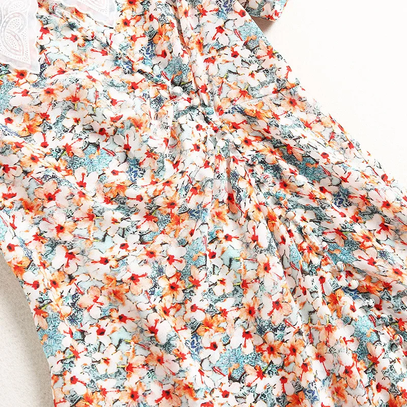 High Quality Summer Fashion Short Sleeve Shirring Print 100% Silk Dresses for Women 2021 Female Clothing Midi Holiday Vestidos 
High Quality Summer Fashion Short Sleeve Shirring Print 100% Silk Dresses for Women 2021 Female Clothing Midi Holiday Vestidos