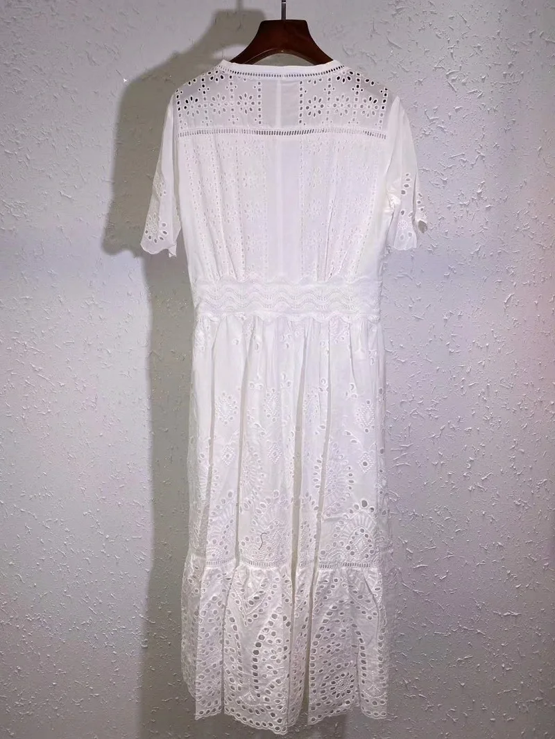 New Hot Sale Dress 2020 Summer Style Women V-Neck Hollow Out Embroidery Short Sleeve Mid-Calf Length Cotton Dress White Orange
New Hot Sale Dress 2020 Summer Style Women V-Neck Hollow Out Embroidery Short Sleeve Mid-Calf Length Cotton Dress White Orange
