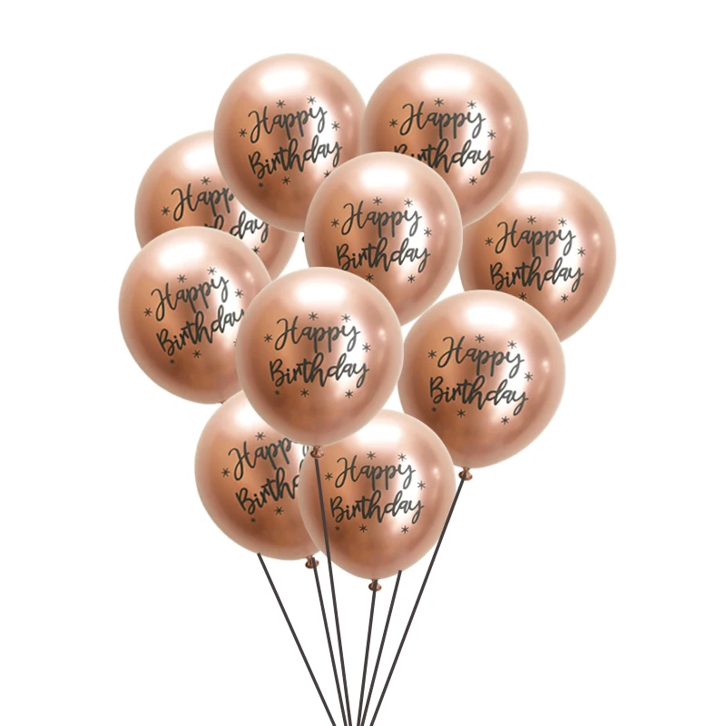 10Pcs Rosegold 12inch Happy Birthday Metal Latex Balloons Kids Adult Birthday Party Baby Shower Anniversary Wedding Supplies
10Pcs Rosegold 12inch Happy Birthday Metal Latex Balloons Kids Adult Birthday Party Baby Shower Anniversary Wedding Supplies