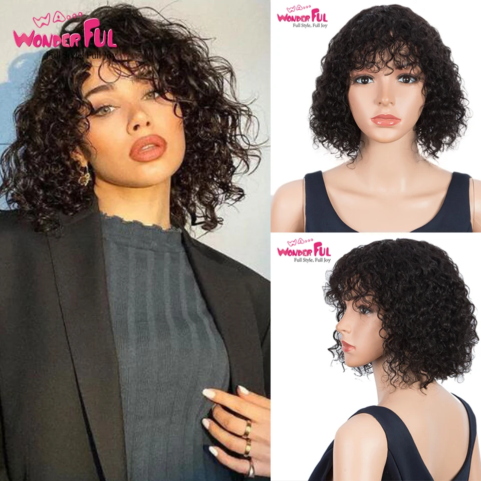 Wonderful Fashion Daily Kinky Curly Human Hair Wigs Short Bob With Bangs Wigs Colored Water Wave Remy Hair Wigs Machine Made
Wonderful Fashion Daily Kinky Curly Human Hair Wigs Short Bob With Bangs Wigs Colored Water Wave Remy Hair Wigs Machine Made