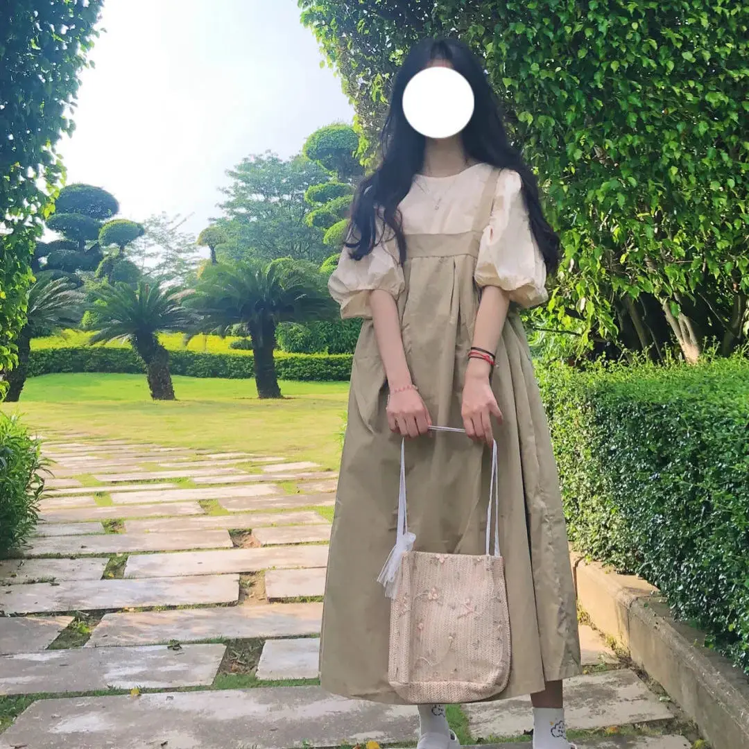Spring and Summer Women Set Student Loose Japanese Style Puff Sleeve Shirt + Suspender Dress Two-piece Suit Female
Spring and Summer Women Set Student Loose Japanese Style Puff Sleeve Shirt + Suspender Dress Two-piece Suit Female