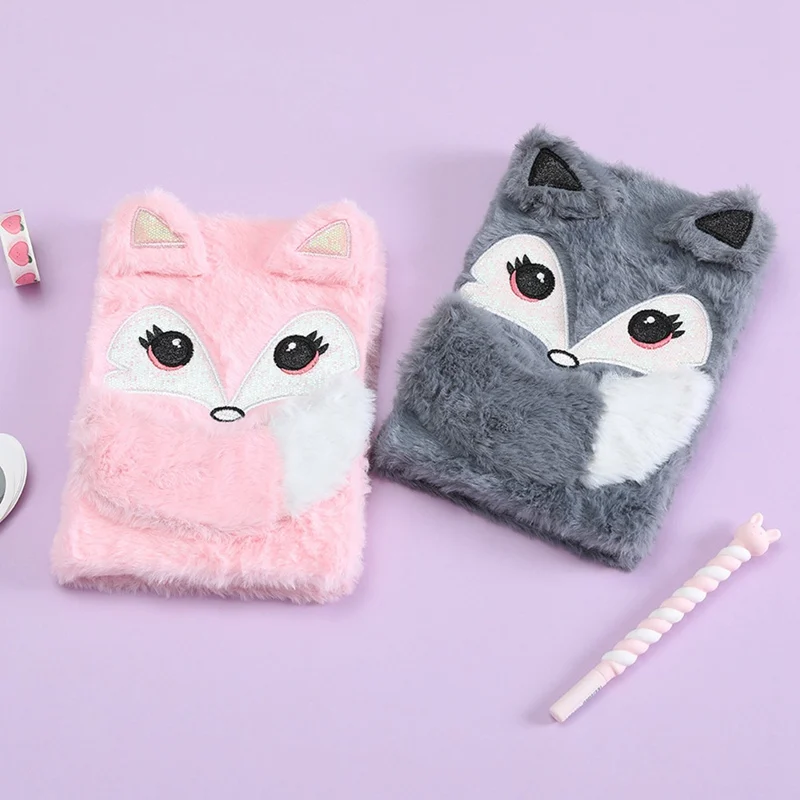 Winter plush cartoon girl notebook children small animal plush book