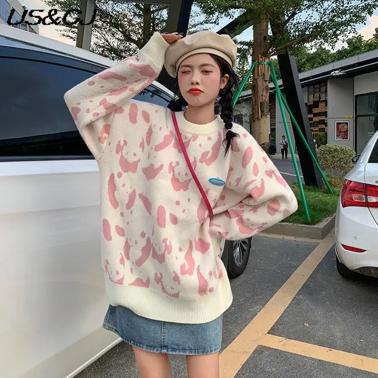 Autumn Winter New Korean Fashion Harajuku Cartoon jacquard Fun knitted Jumper Men Women High Street Leisure Long Sleeve Pullover
Autumn Winter New Korean Fashion Harajuku Cartoon jacquard Fun knitted Jumper Men Women High Street Leisure Long Sleeve Pullover