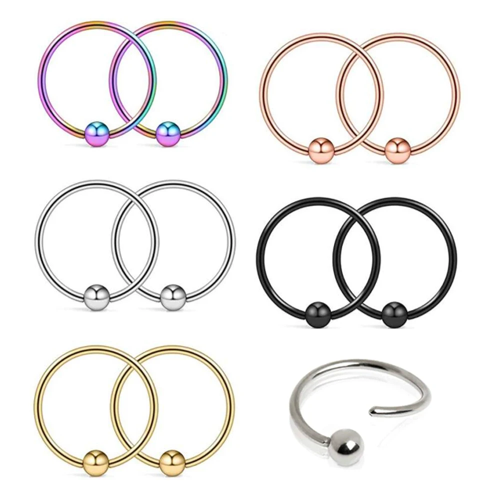 

JUNLOWPY 20G Stainless Steel Nose Rings Cartilage Helix Ear Hoop Piercing Studs Tragus Earring Wholesale Body Jewelry 100/200pcs