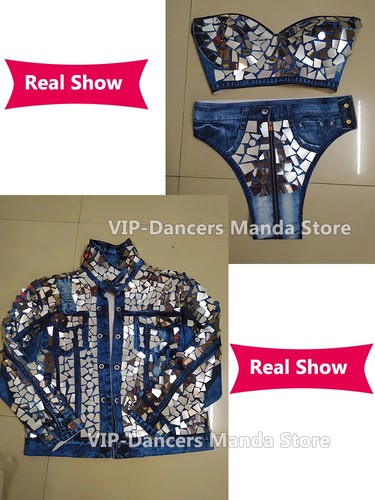 Sparkly Mirror Stage Costumes Women Singer Performance Outfit Jacket Bodysuit Modern Nightclub Party Wear Bar Dj Rave Clothes
Sparkly Mirror Stage Costumes Women Singer Performance Outfit Jacket Bodysuit Modern Nightclub Party Wear Bar Dj Rave Clothes