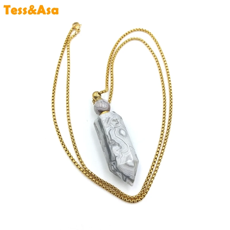 Natural Lace agate Hexagon Prism Perfume Bottle Pendant Healthy Stone Essential Oil Diffuser Gems Pointed Vial for Necklace
Natural Lace agate Hexagon Prism Perfume Bottle Pendant Healthy Stone Essential Oil Diffuser Gems Pointed Vial for Necklace