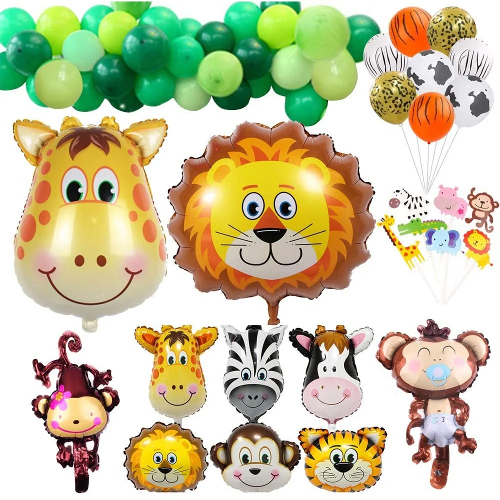 Jungle Tropical Safari Birthday Decoration with Animal Foil Balloon Green Latex Cake Topper for Kids Birthday Party Supplies
Jungle Tropical Safari Birthday Decoration with Animal Foil Balloon Green Latex Cake Topper for Kids Birthday Party Supplies