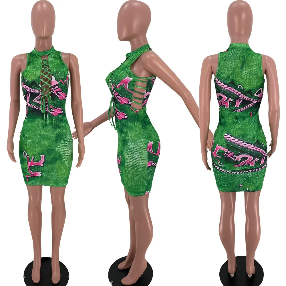 Pattern Print Cross Lace Up Hollow Pencil Dress Summer Dresses for Women Off Shoulder Sleeveless Bandage Party Clubwear Vestido
Pattern Print Cross Lace Up Hollow Pencil Dress Summer Dresses for Women Off Shoulder Sleeveless Bandage Party Clubwear Vestido