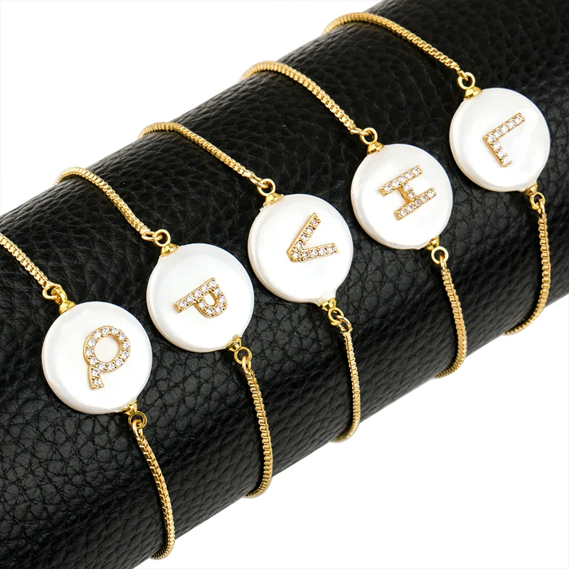 Gold Fashion Charm 26 Alphabet Natural Pearl Bracelet micro pave zircon initial letter Bracelet Couple Name Bracelet Women Gift
Gold Fashion Charm 26 Alphabet Natural Pearl Bracelet micro pave zircon initial letter Bracelet Couple Name Bracelet Women Gift