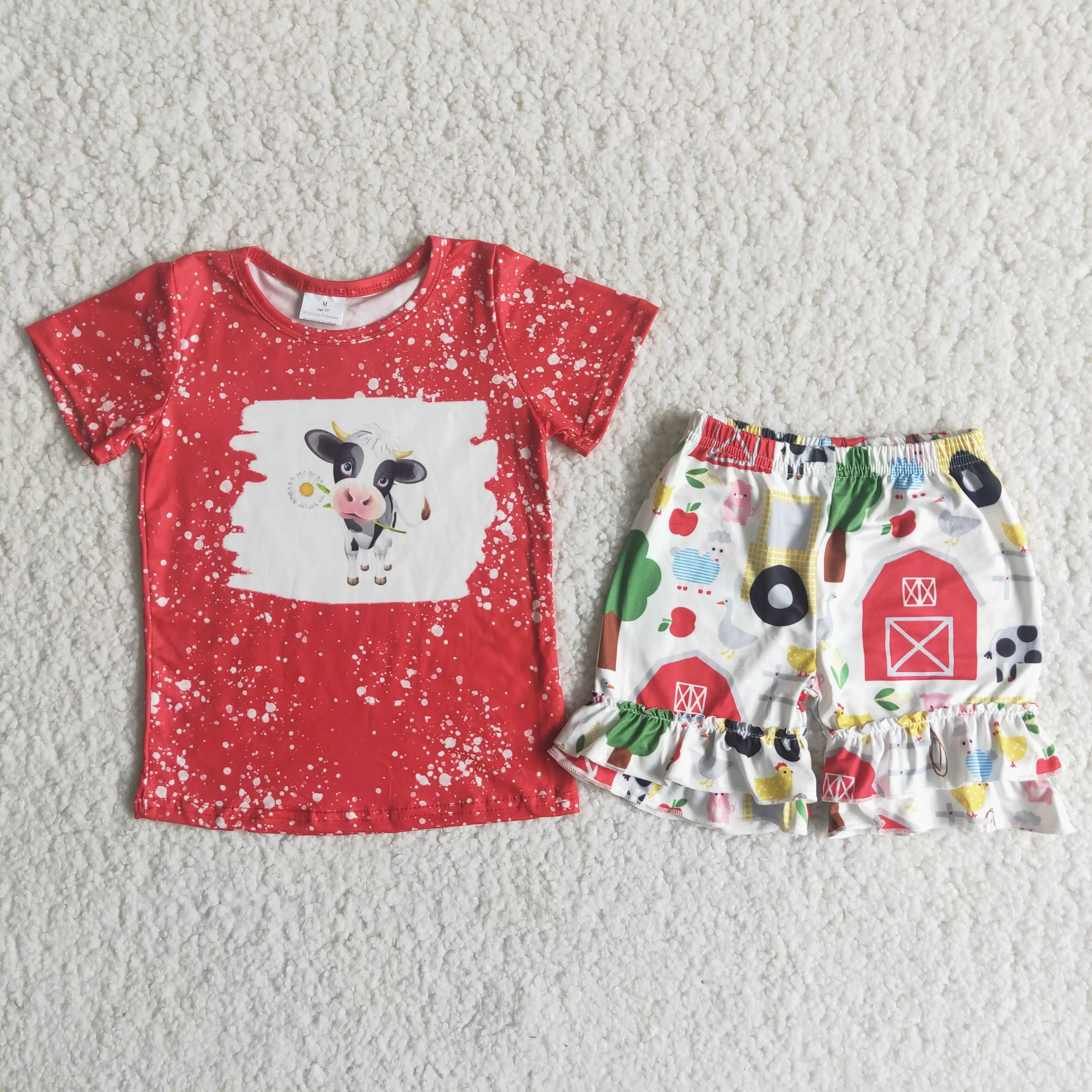 Summer Girls Outfits Short Sleeve Milk Cow Shirt Farm Life Pattern Shorts Outfits Kids Boutique Set
Summer Girls Outfits Short Sleeve Milk Cow Shirt Farm Life Pattern Shorts Outfits Kids Boutique Set