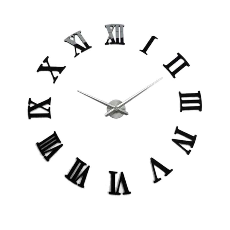 

Настенные часы, 3D настенные часы "сделай сам", большой дизайн с римскими цифрами, современные, круглые, подходят в качестве украшения гостино...