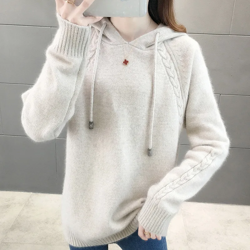 2021 Women Sweater Spring Autumn New Korean Loose Solid Hooded Pullover O Neck Long Sleeve Sweaters Women
2021 Women Sweater Spring Autumn New Korean Loose Solid Hooded Pullover O Neck Long Sleeve Sweaters Women