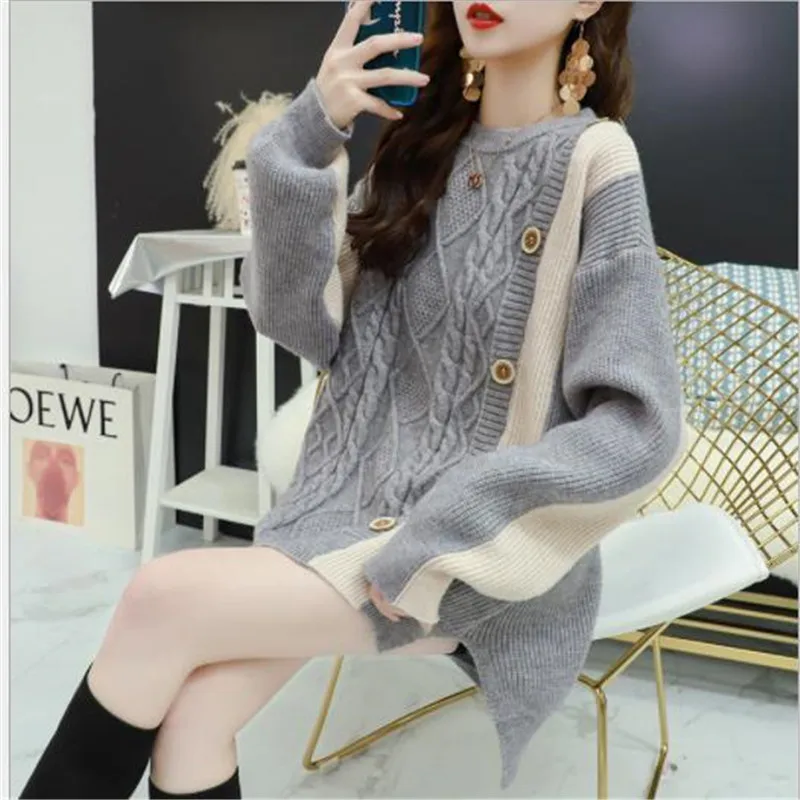 O-Neck Thick Women Sweater Pullovers Autumn Spring Loose Knitted Tops Jumper Lady Button Plus Size 2020 New Warm Pull Femme M320
O-Neck Thick Women Sweater Pullovers Autumn Spring Loose Knitted Tops Jumper Lady Button Plus Size 2020 New Warm Pull Femme M320