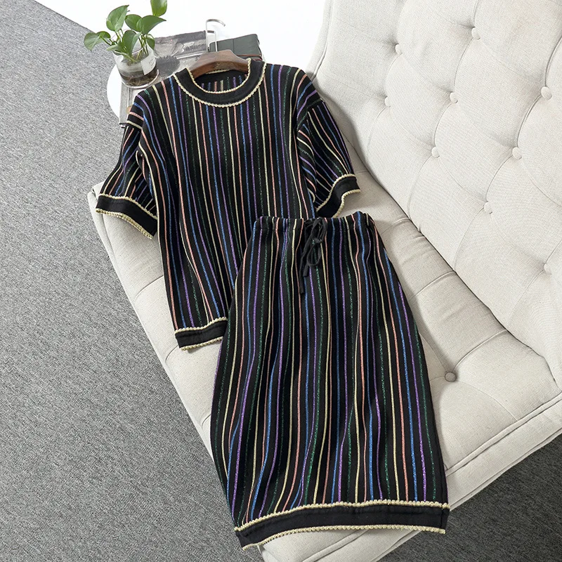 Brand Designer Runway Two Piece Set 2020 Print Striped Casual Knitted Blouse and Skirt Woman Elegant 2 Piece Set Wedding Party
Brand Designer Runway Two Piece Set 2020 Print Striped Casual Knitted Blouse and Skirt Woman Elegant 2 Piece Set Wedding Party