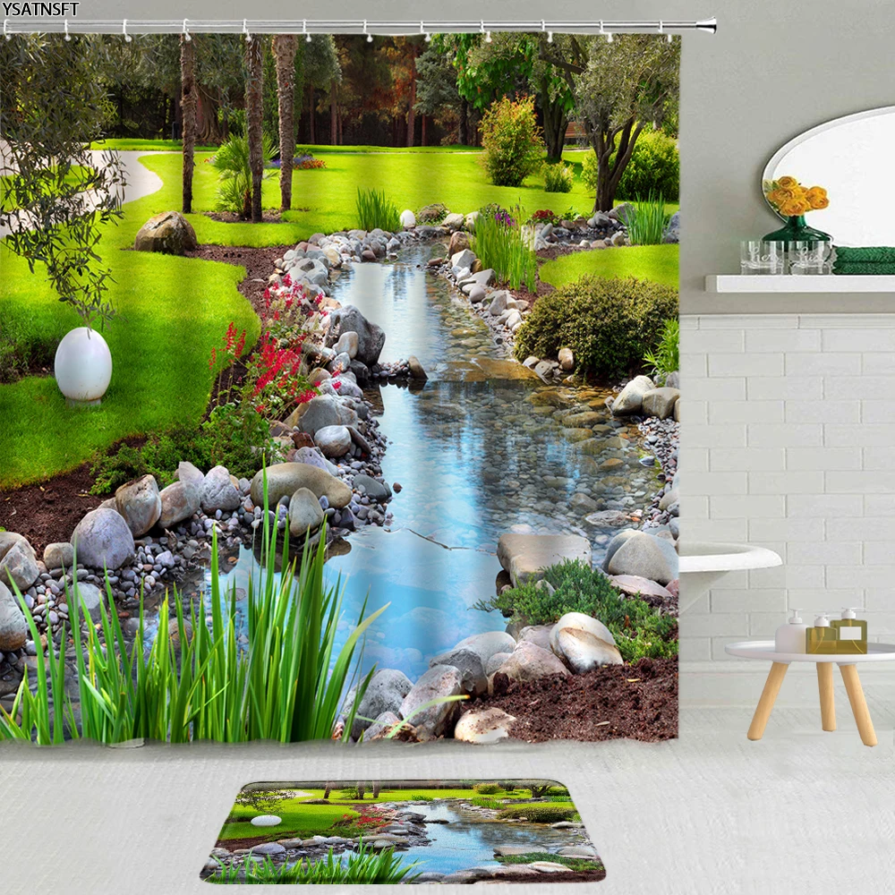 2Pcs Chinese Style Garden Landscape Shower Curtain Forest Mountain Pavilion Lake Bathroom Non-Slip Bath Mat Curtains Decor Set
2Pcs Chinese Style Garden Landscape Shower Curtain Forest Mountain Pavilion Lake Bathroom Non-Slip Bath Mat Curtains Decor Set