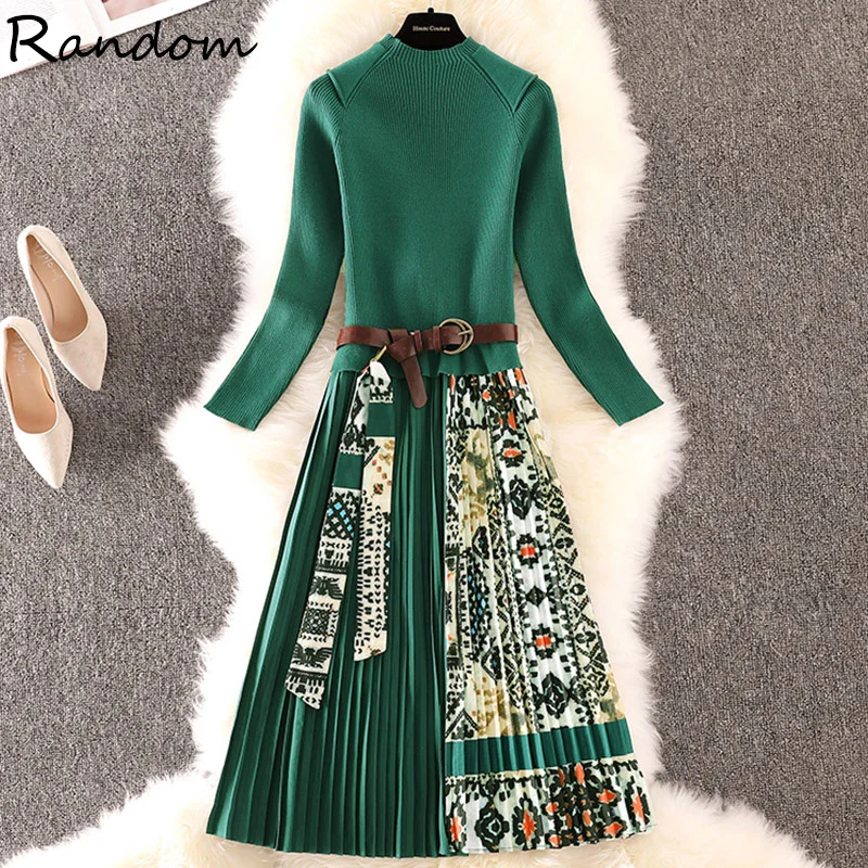 Elegant Knitted Patchwork Pleated Midi Dress 2021 Fall Winter Fashion Women Long Sleeve Ethnic Retro Printing Plus Size Dresses
Elegant Knitted Patchwork Pleated Midi Dress 2021 Fall Winter Fashion Women Long Sleeve Ethnic Retro Printing Plus Size Dresses