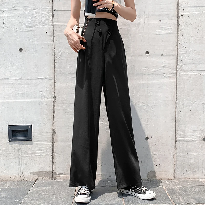 2021 New Summer Thin Korean Style Double Breasted Wide Leg Pants High Waist Drooping Draping Straight Mop Casual Pants for Women
2021 New Summer Thin Korean Style Double Breasted Wide Leg Pants High Waist Drooping Draping Straight Mop Casual Pants for Women