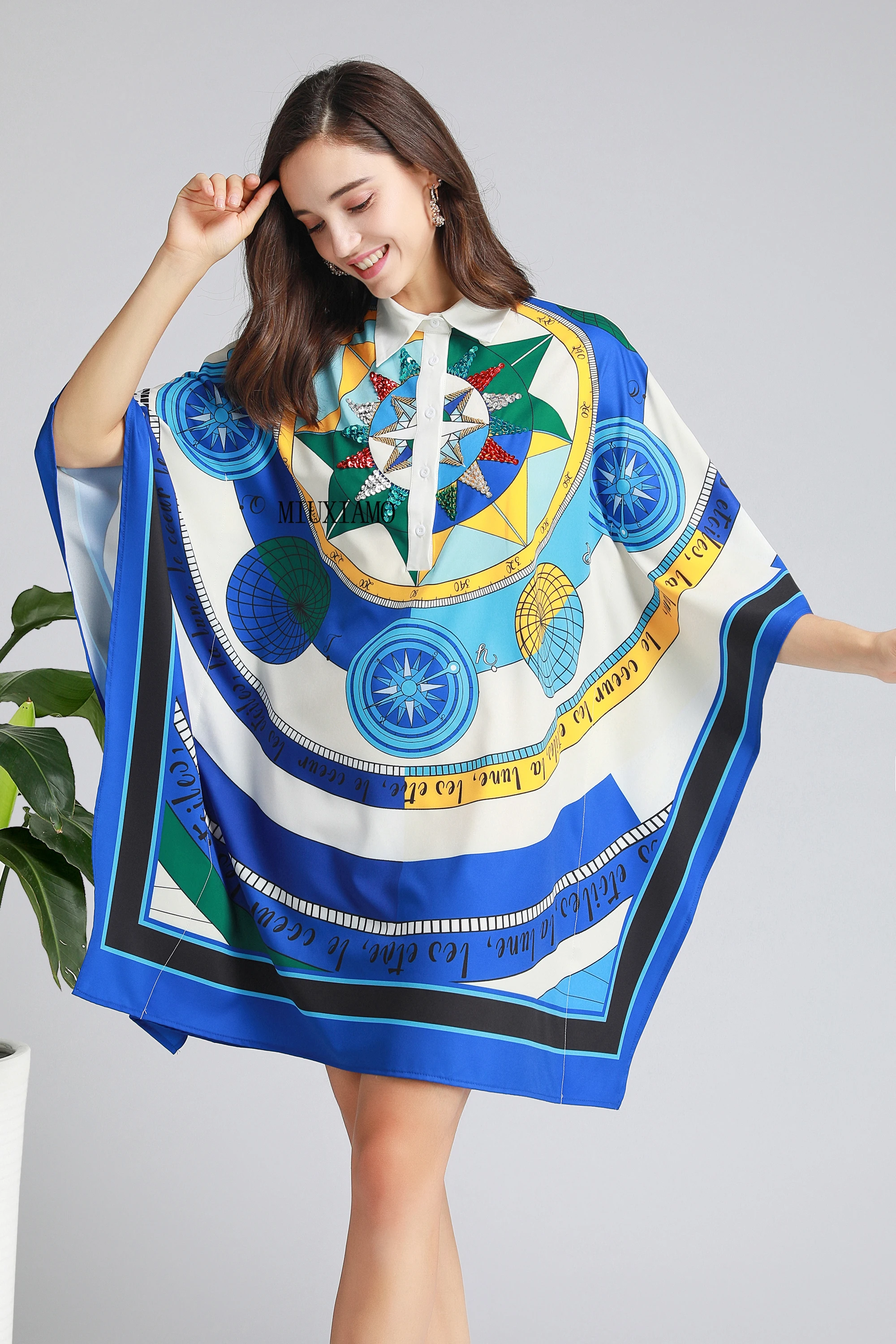 MIUXIMAO High Quality 2019 Fall Dresses Batwing Sleeve Runway Design Luxury A-Line Flower Print Loose Dress Women Vestido
MIUXIMAO High Quality 2019 Fall Dresses Batwing Sleeve Runway Design Luxury A-Line Flower Print Loose Dress Women Vestido
