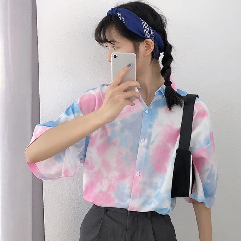 Women Tie-dye Print Loose Blouses Fashion Harajuku Shirts Women Tops and Blouses
Women Tie-dye Print Loose Blouses Fashion Harajuku Shirts Women Tops and Blouses