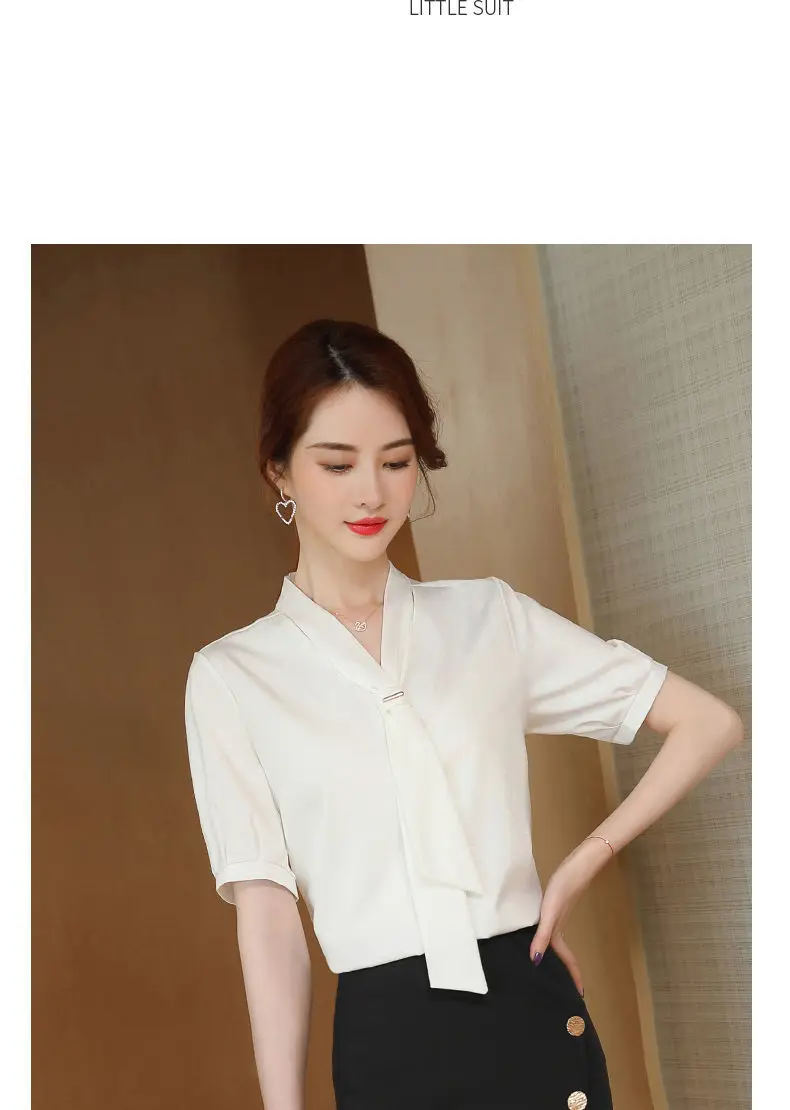 Chiffon Shirt Short Sleeve summer blouse thin temperament versatile women top female professional blouse P3 415
Chiffon Shirt Short Sleeve summer blouse thin temperament versatile women top female professional blouse P3 415