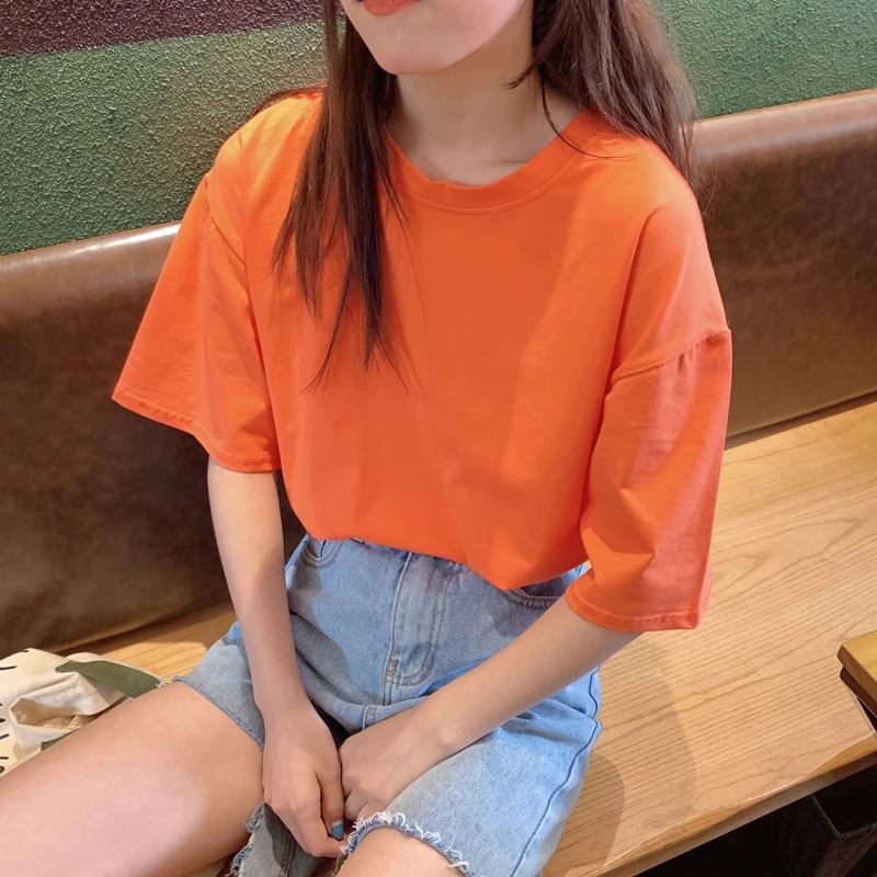fashion Candy Boyfriend Perfect Render Unlined Basic T shirt Women summer loose short Orange green yellow pullover Harajuku tops
fashion Candy Boyfriend Perfect Render Unlined Basic T shirt Women summer loose short Orange green yellow pullover Harajuku tops