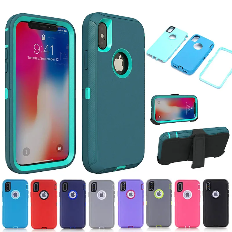 Защитный чехол для телефона iPhone X XS Max XR 7 8 6 6S Plus 3 в 1 Гибридный ПК ТПУ