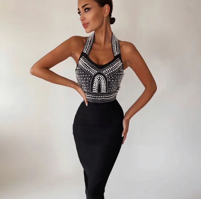 High Quality Khaki Black Mantual Beading Rayon Bandage Dress Elegant Cocktail Party Dress
High Quality Khaki Black Mantual Beading Rayon Bandage Dress Elegant Cocktail Party Dress