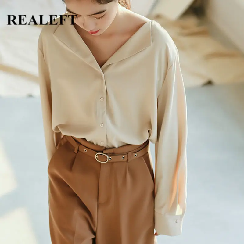 REALEFT 2020 Spring Summer Chiffon Solid Women's Shirt Female Button Blouse Tops Long Sleeve Korean Style Casual Loose Blouses
REALEFT 2020 Spring Summer Chiffon Solid Women's Shirt Female Button Blouse Tops Long Sleeve Korean Style Casual Loose Blouses