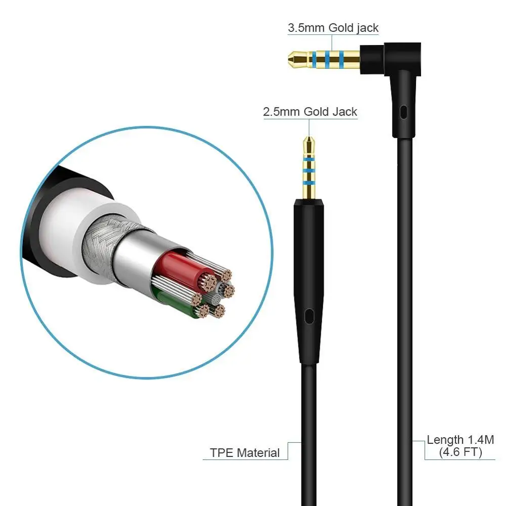 Сменный стерео аудио кабель для наушников JBL Synchros S300 S300I S300a S500 S700 S400BT J56BT E40BT E30 E40