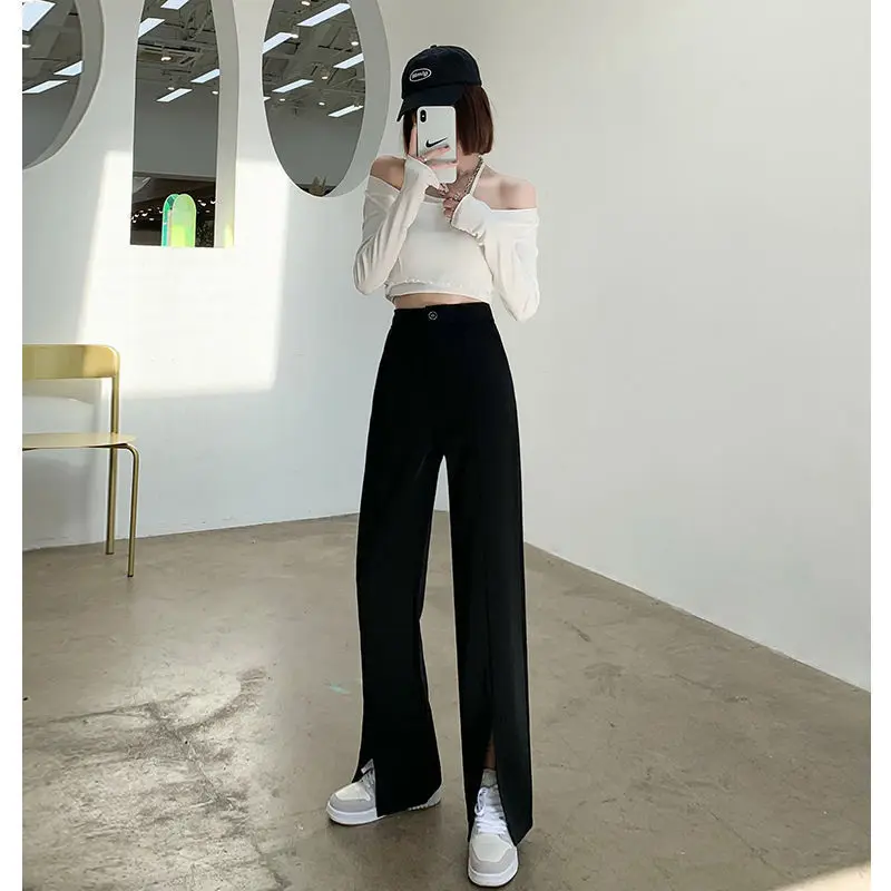 Split wide leg pants women's 2021 new high waist drop spring wear small casual floor sweeping trumpet suit pants
Split wide leg pants women's 2021 new high waist drop spring wear small casual floor sweeping trumpet suit pants
