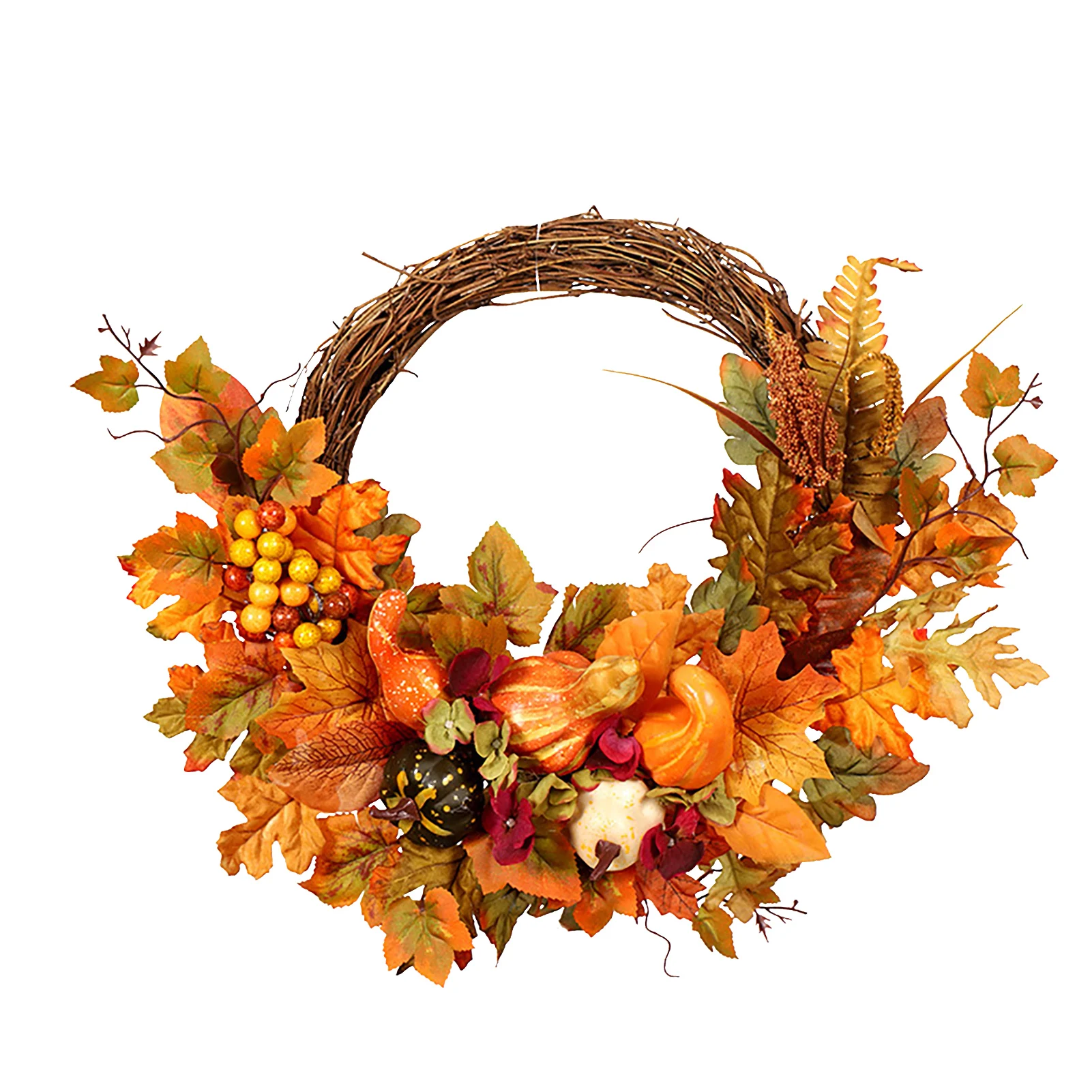 Autumn Rattan Weave Berry Pumpkin Maple Leaf Wreath Door Hanging Hotel Window Shop Mall Wall Decor Halloween Wreath Decor
Autumn Rattan Weave Berry Pumpkin Maple Leaf Wreath Door Hanging Hotel Window Shop Mall Wall Decor Halloween Wreath Decor